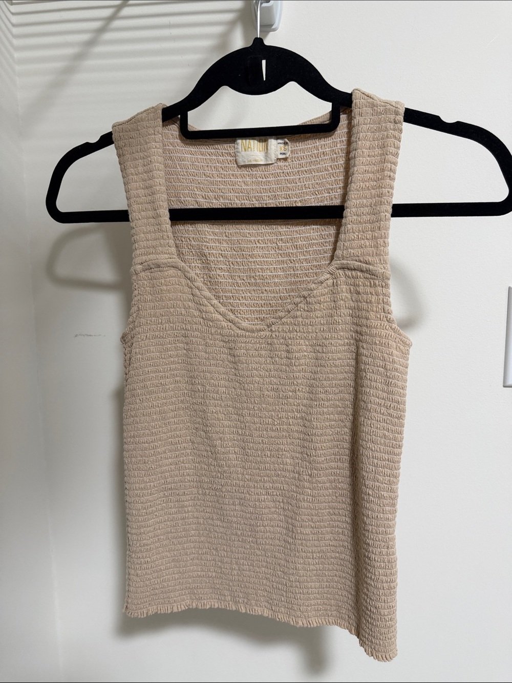 Love Nation Beige Textured Tank Top